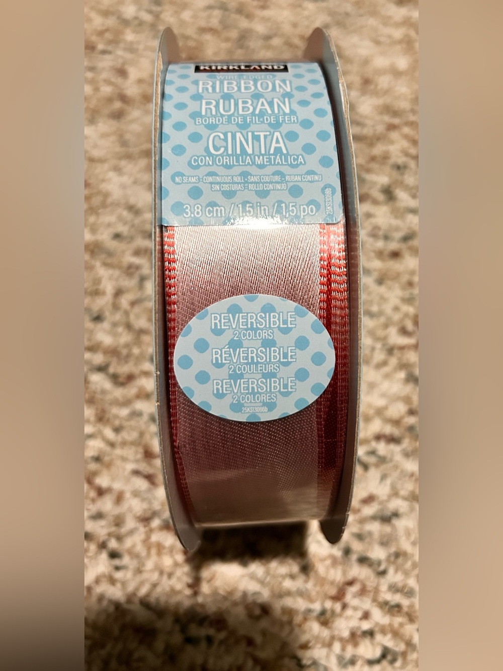 Kirkland Signature Reversible Satin Ribbon in Pink and Red 50 yd, 1.5 inches